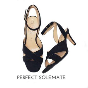 Sole Society Cassidea Black Kid Suede Heels Sz 9M